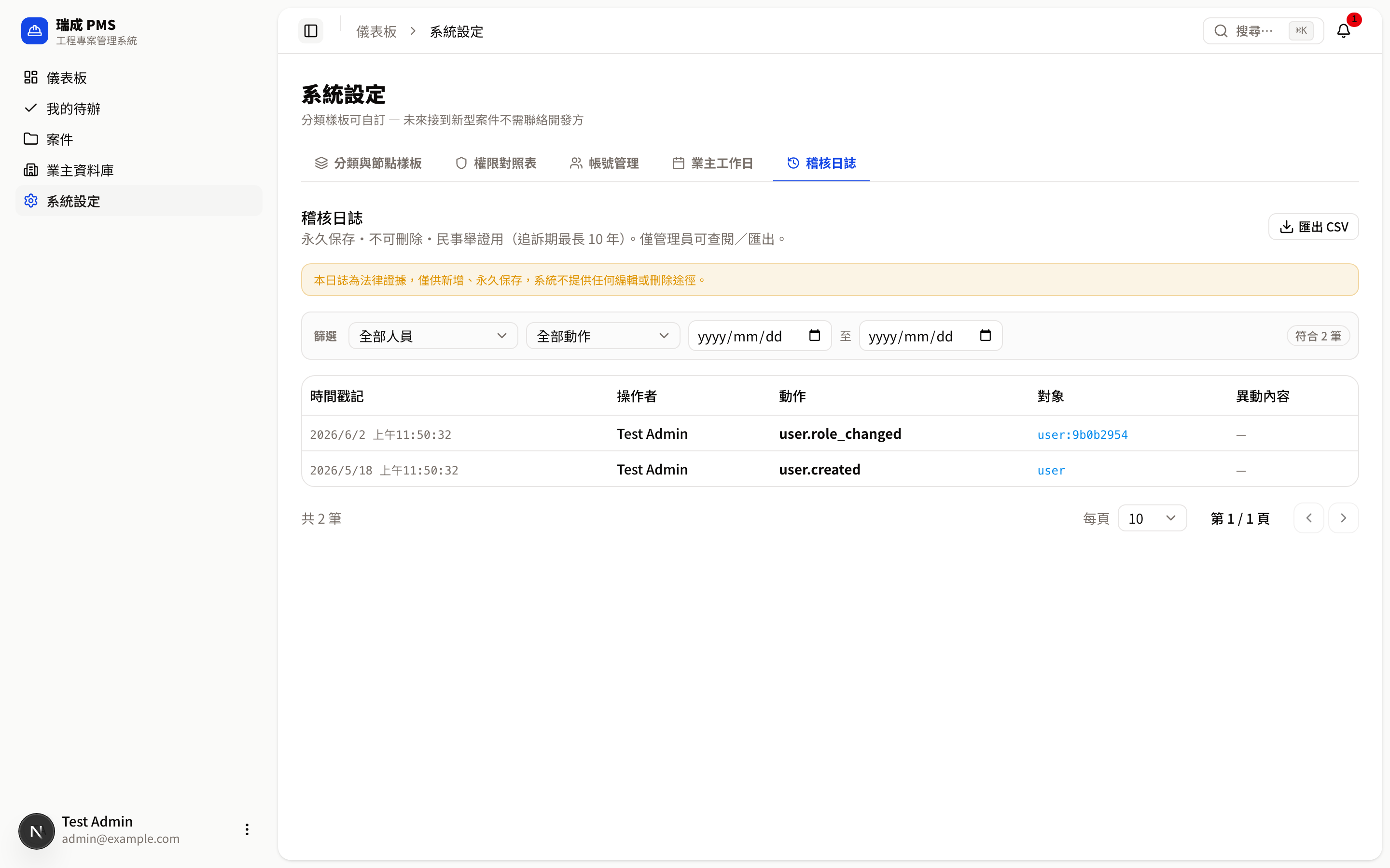 稽核日誌